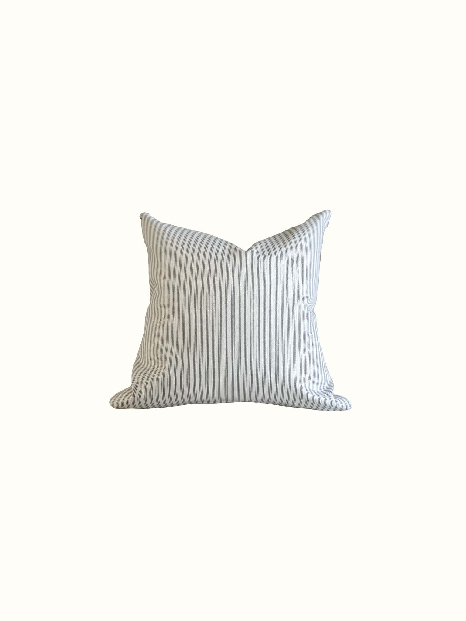 Cream beige pillow cover in classic ticking stripes at Cielle Home