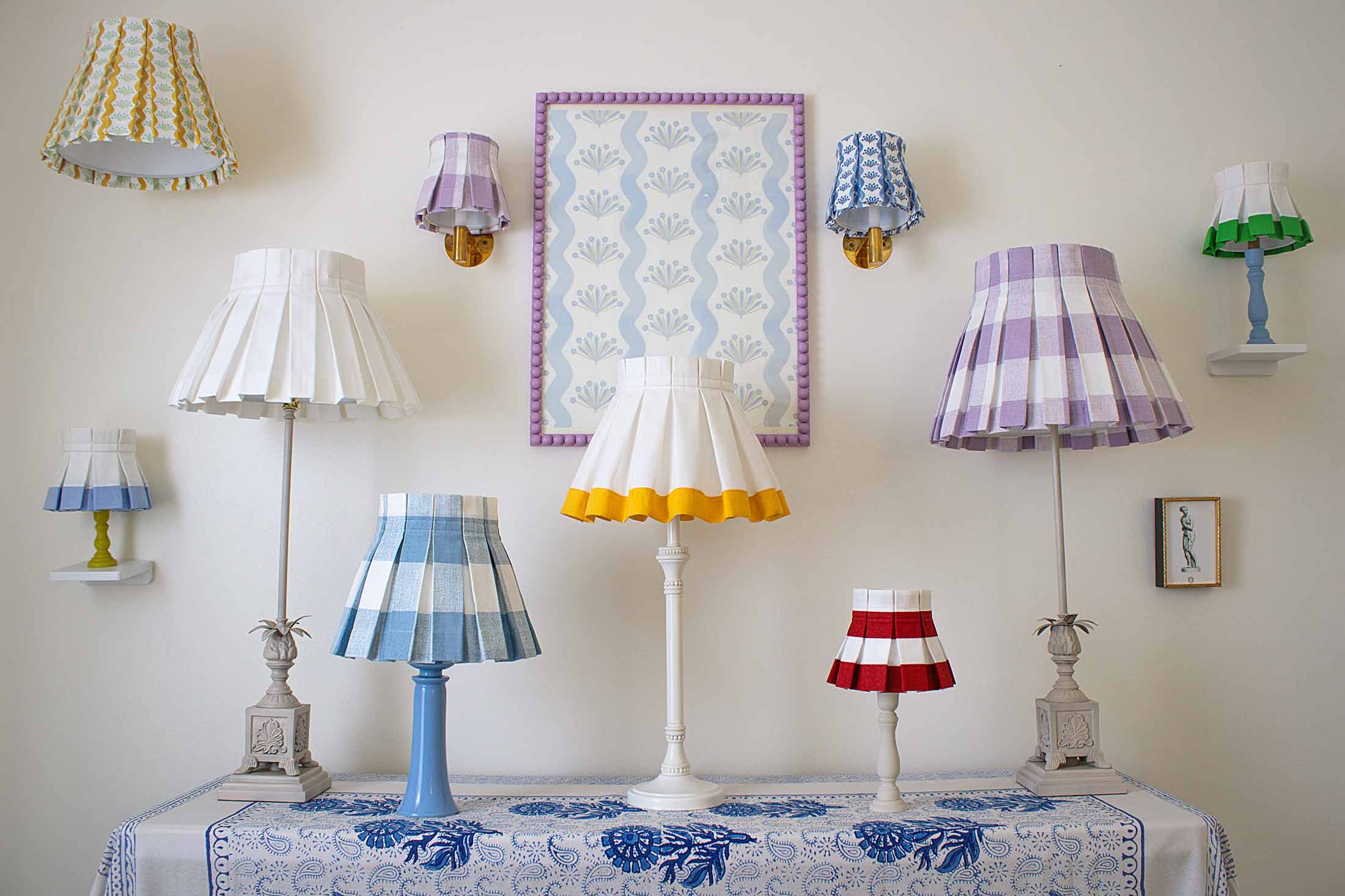PLAID CLASSIC BOX PLEAT LAMPSHADE | BLUE