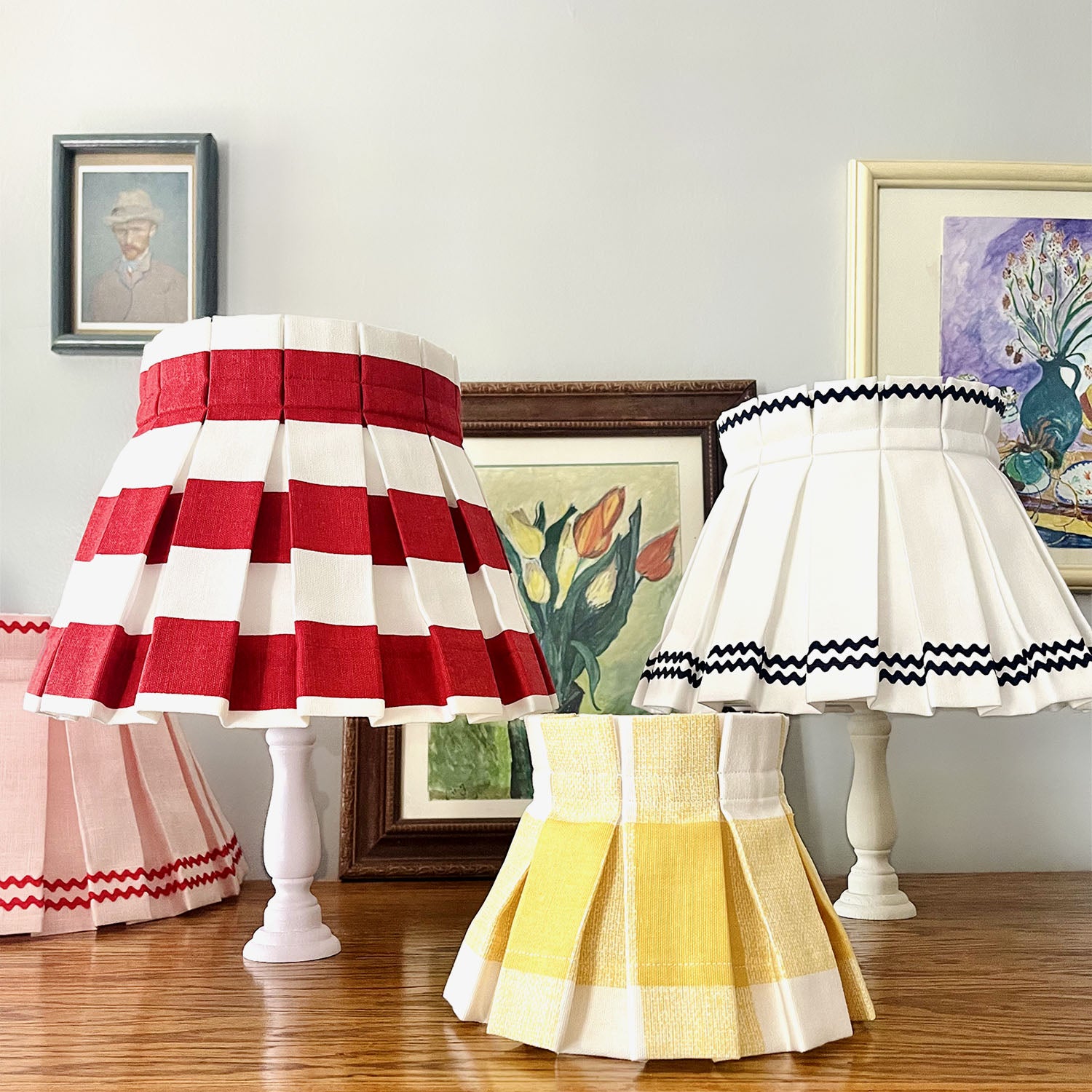 STRIPE CLASSIC BOX PLEAT LAMPSHADE | RED