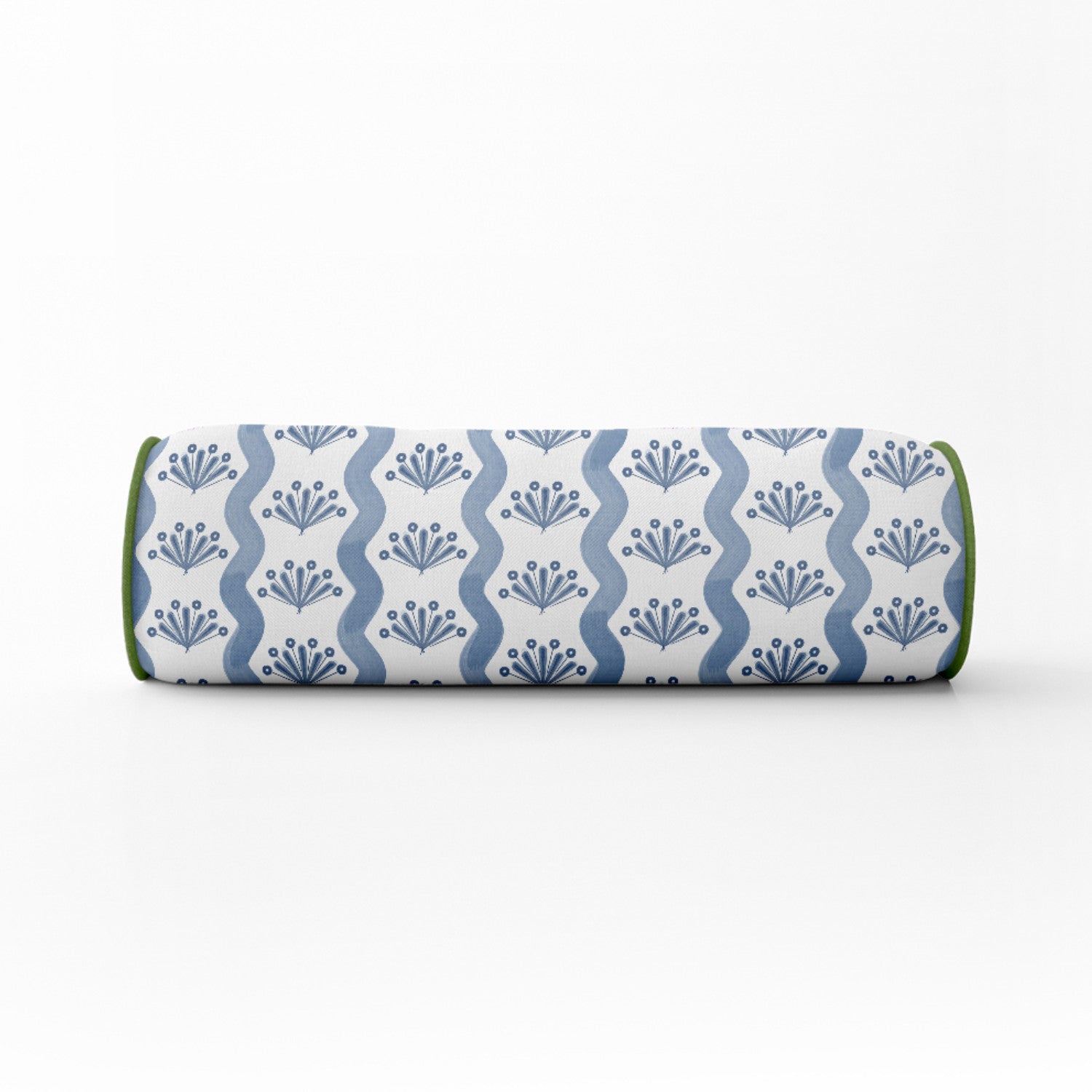 Waved-stripe-navy-flower-bolster-green-piping.jpg