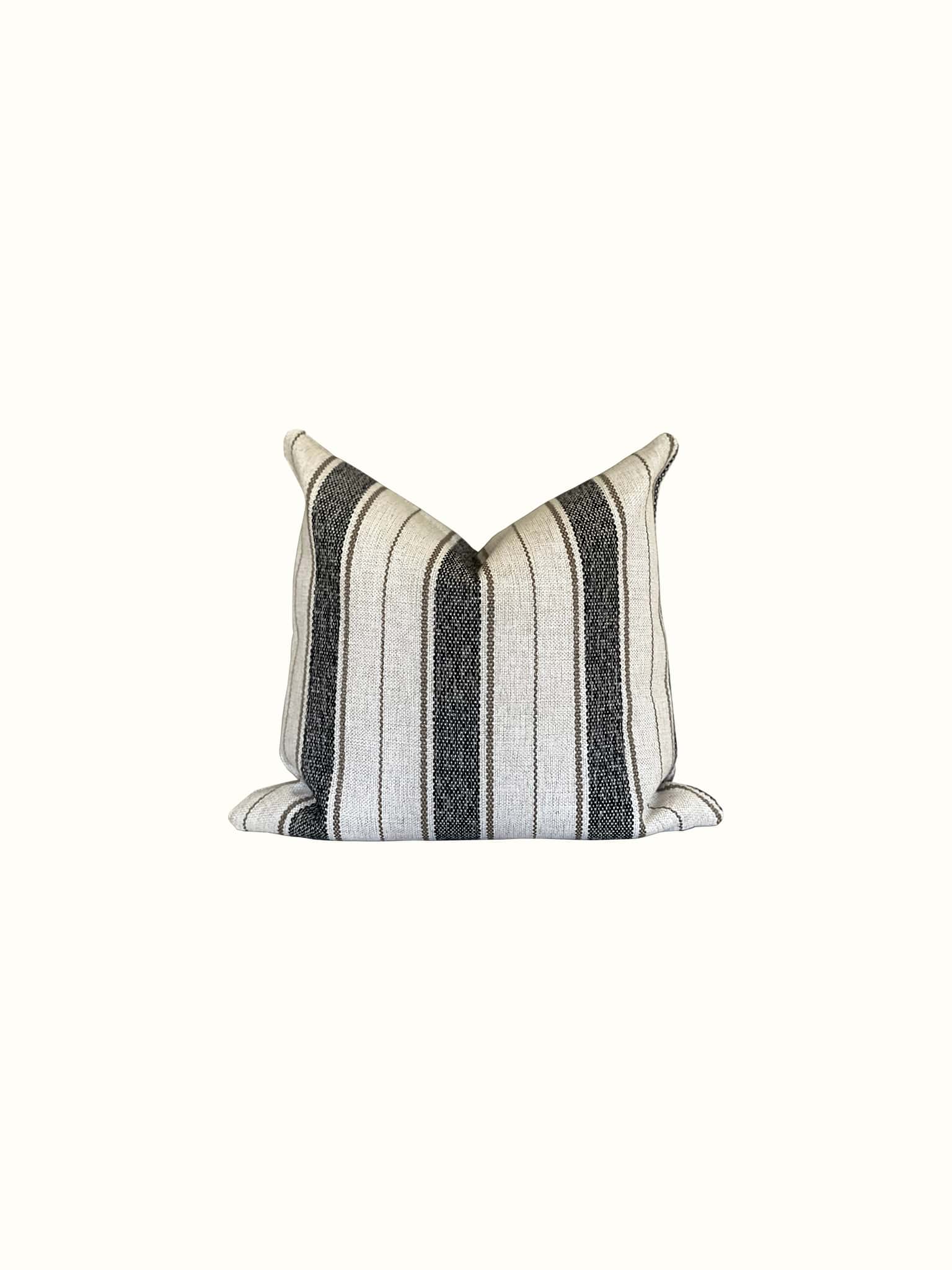 Wide striped throw pillow in black and cream white at Cielle Home