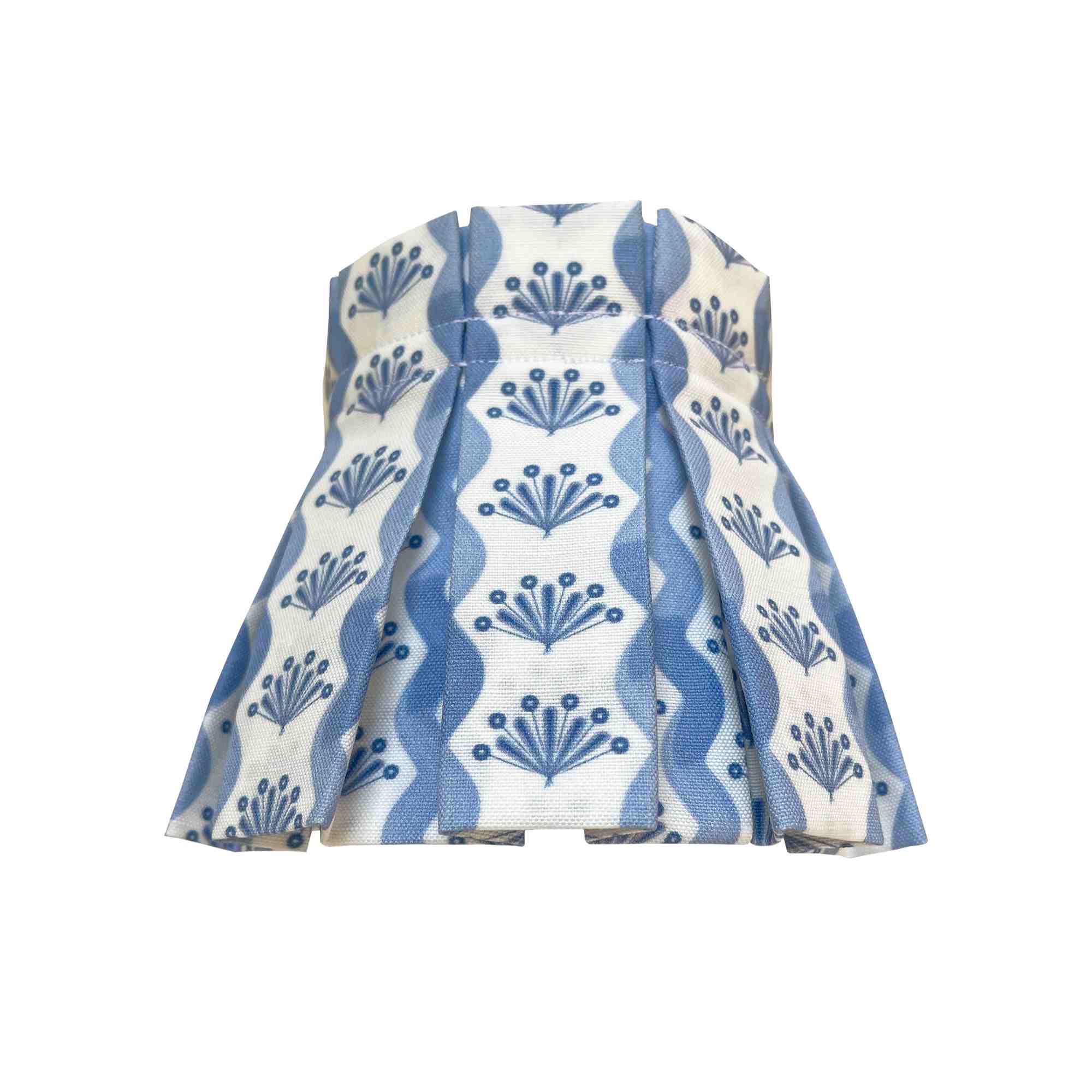 Cute pacific blue lampshade cover in corn flower in classic box pleat style