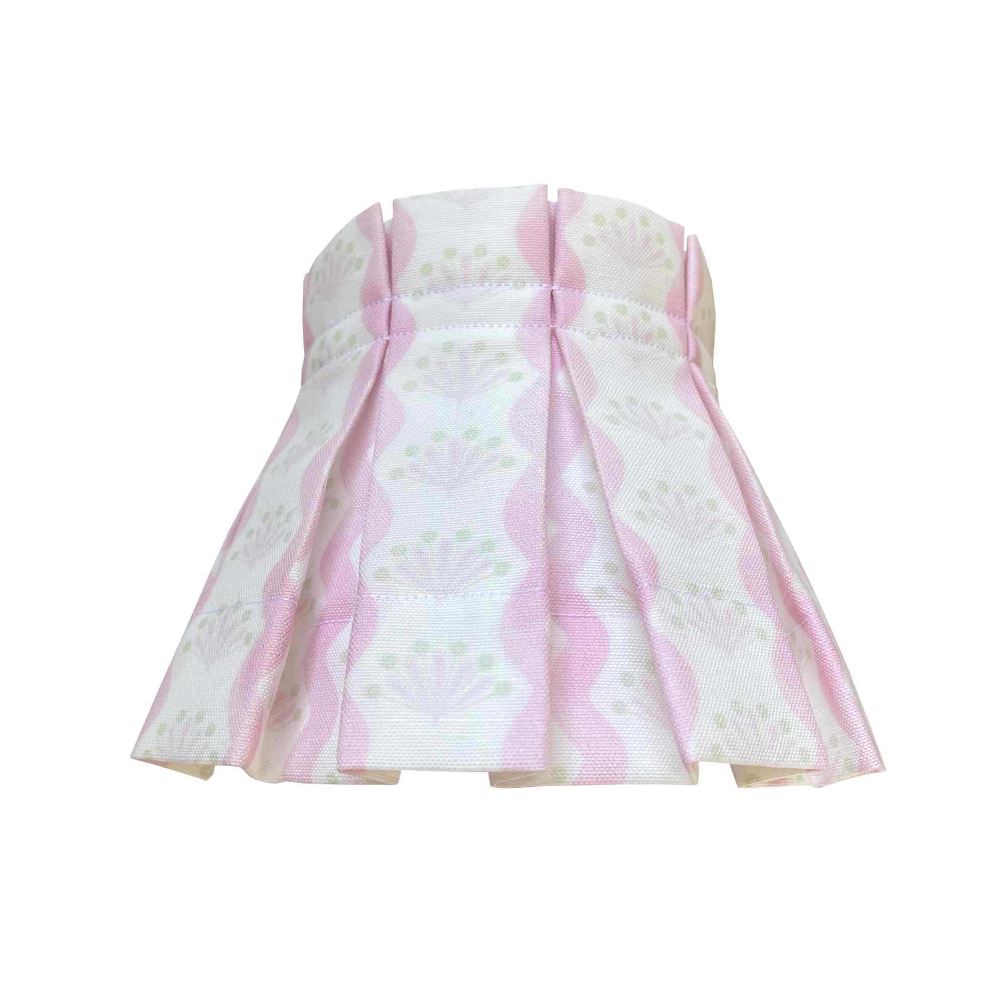 baby pink lampshade in pleat style and floral print is great for girls room.