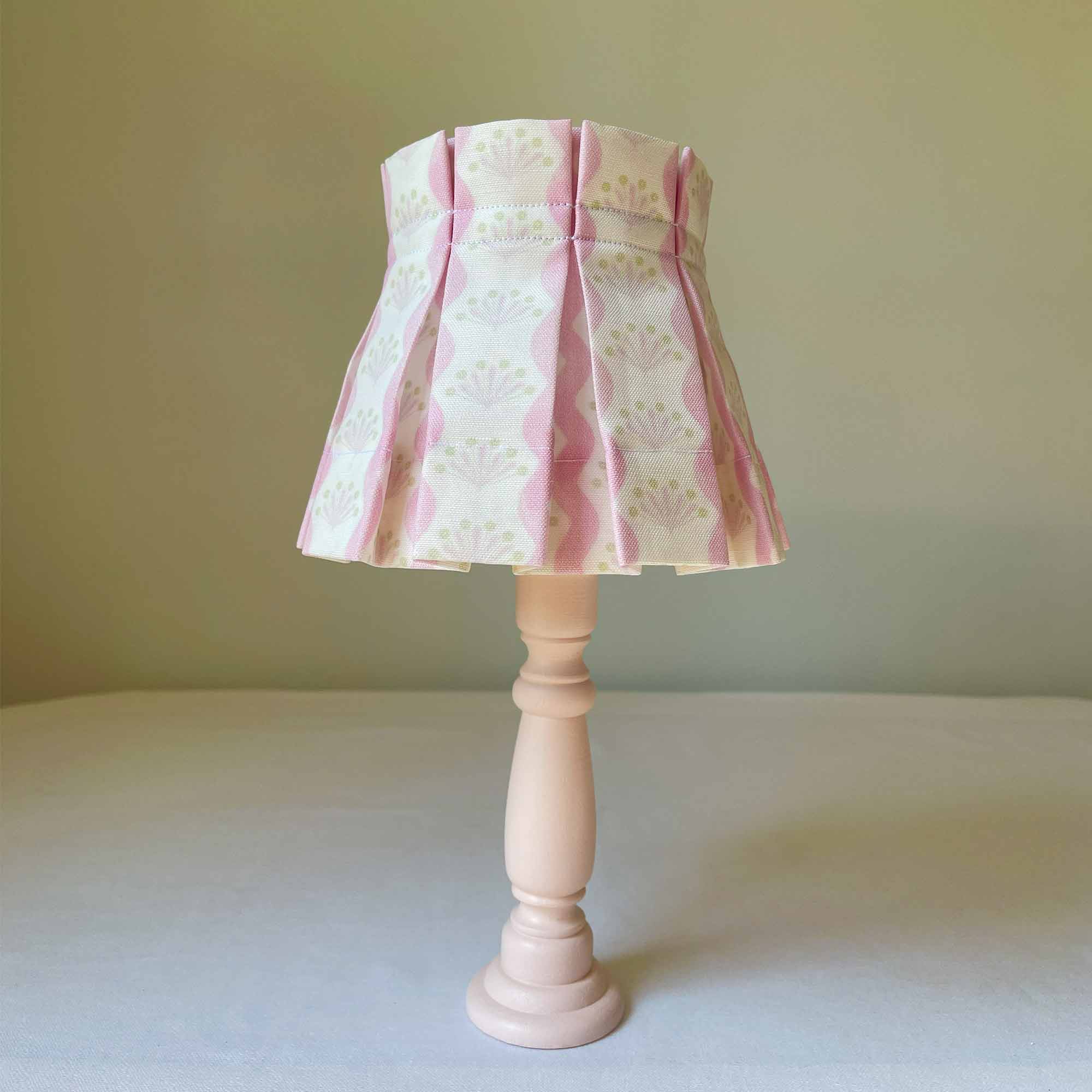 little pink floral lampshade with curvy stripes designed with candle clip-on fitter and good for girls rooms wall sconce and bedside lights