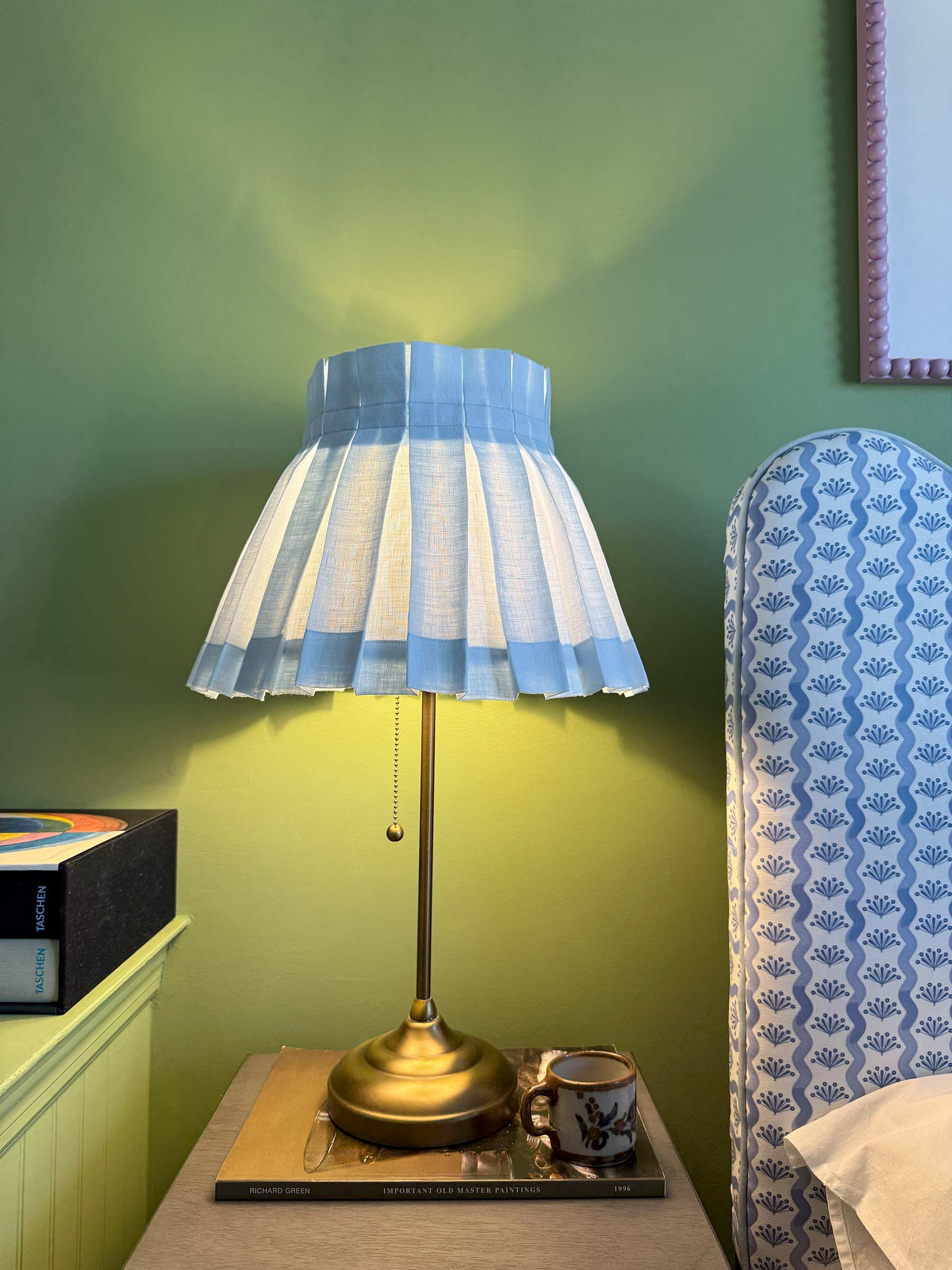 SOLID CLASSIC BOX PLEAT LAMPSHADE | ICE BLUE