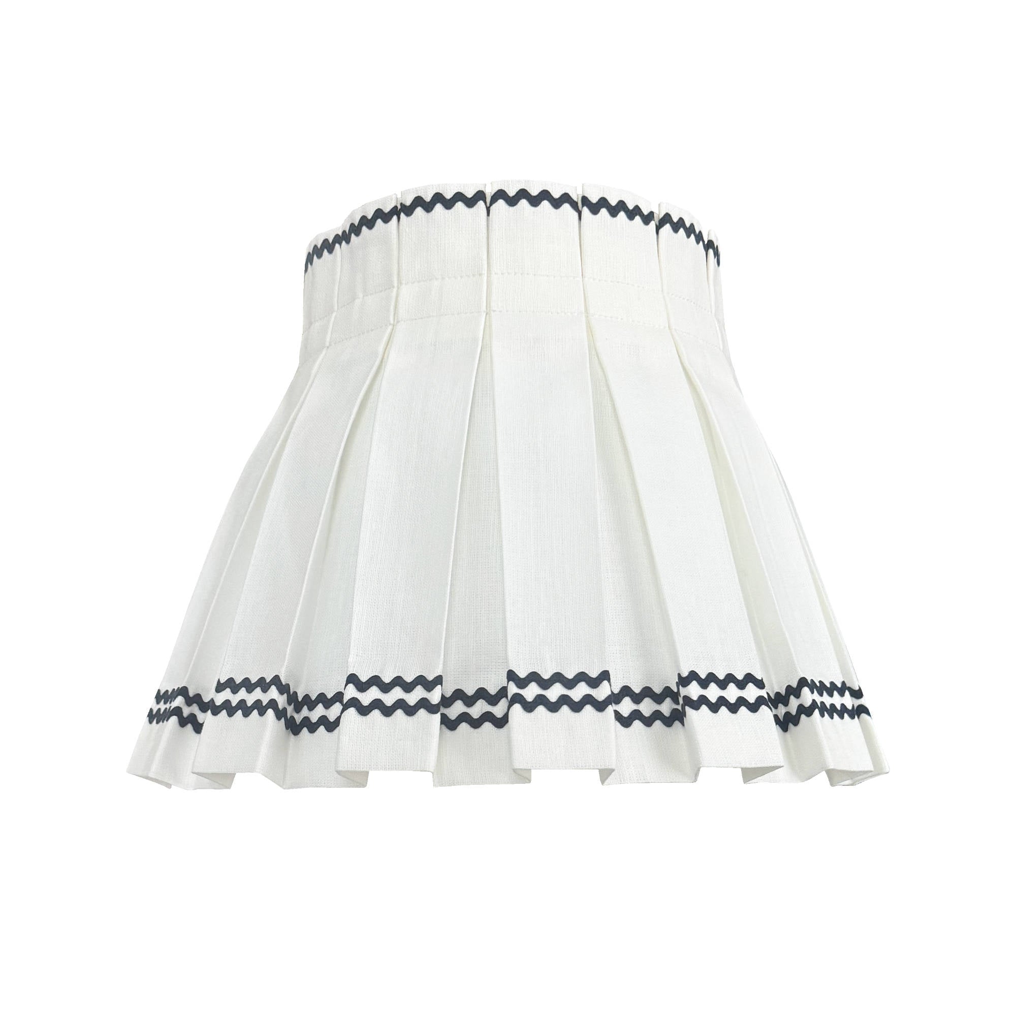 Squiggle Box Pleat Lampshade Skirt Navy White | Ciélle Home