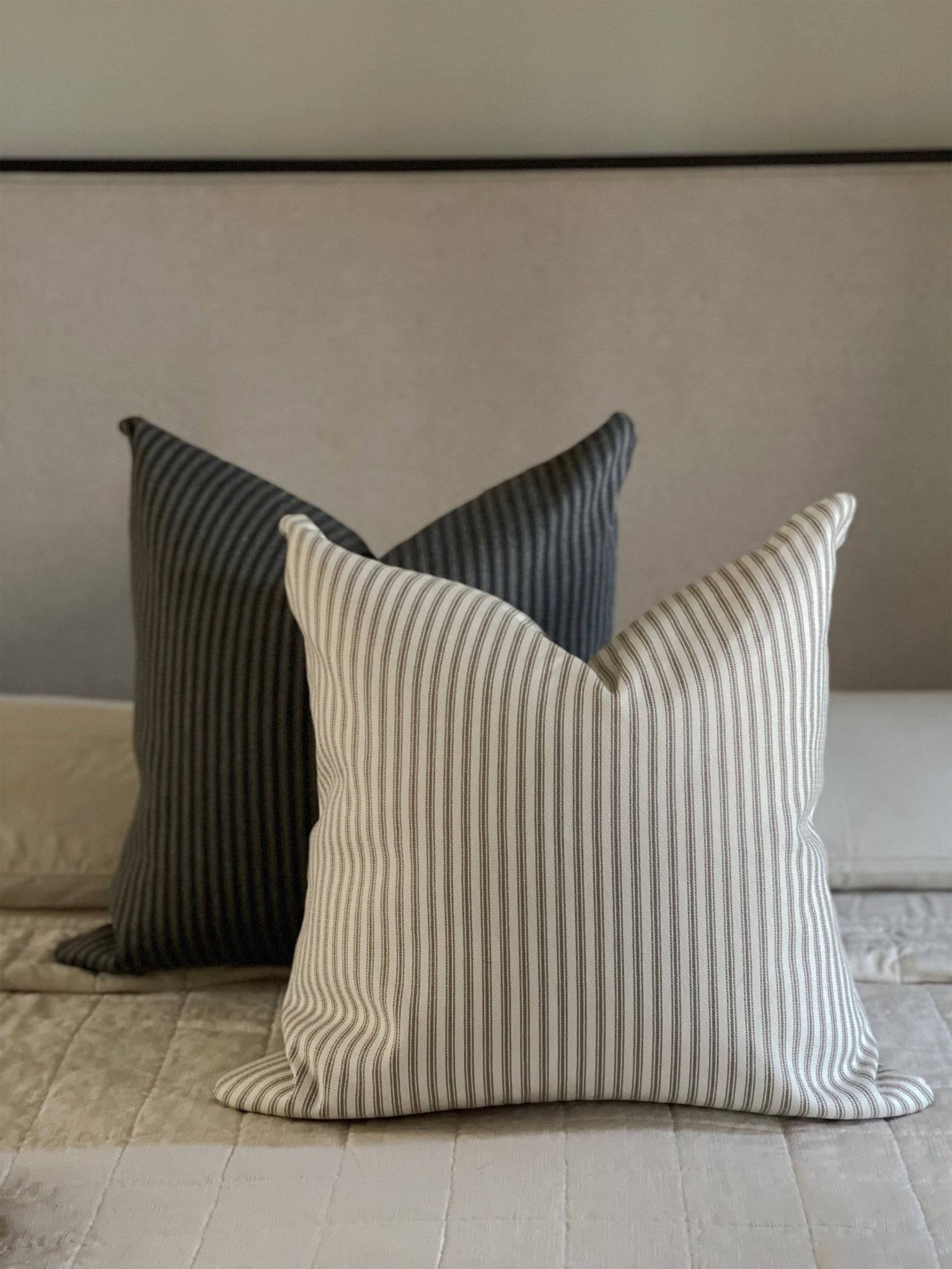 Black and 2025 cream striped pillows